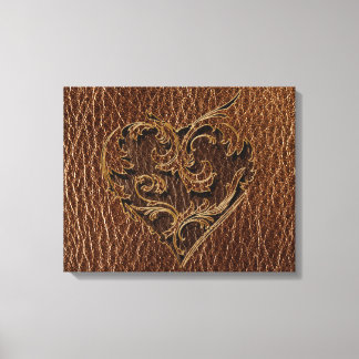 Leather-Look Heart Canvas Print