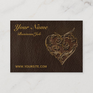 Leather-Look Heart Dark Business Card