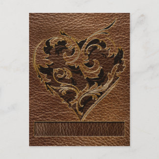 Leather-Look Heart Postcard