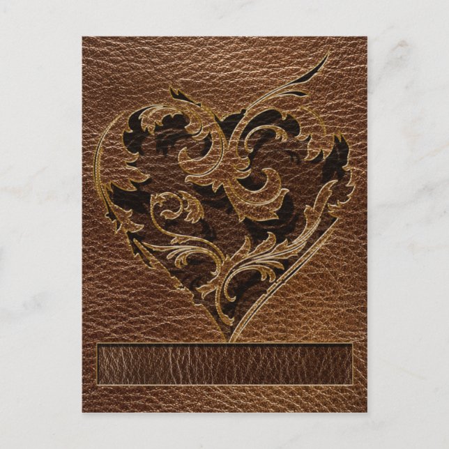 Leather-Look Heart Postcard (Front)