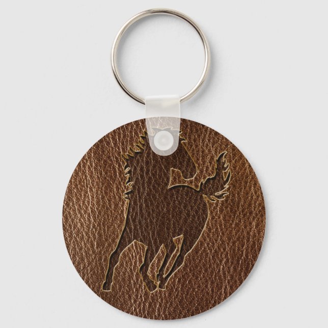 Leather-Look Horse Key Ring (Front)