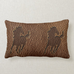 Leather-Look Horse Lumbar Cushion