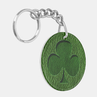 Leather-Look Irish Clover Key Ring