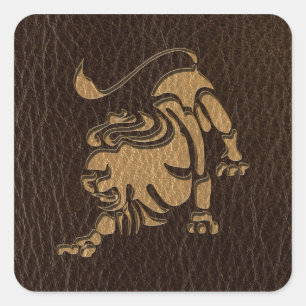 Leather-Look Leo Square Sticker