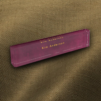 Leather Look Maroon Customizable Nameplate
