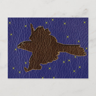 Leather-Look Native American Zodiac Falcon Postcard