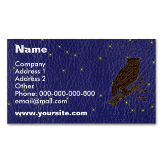 Leather-Look Native American Zodiac Owl Magnetic Business Card