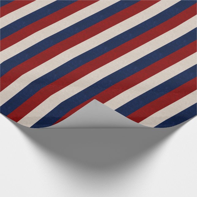 LEATHER LOOK PATRIOTIC STRIPES-GIFT WRAPPING PAPER (Corner)