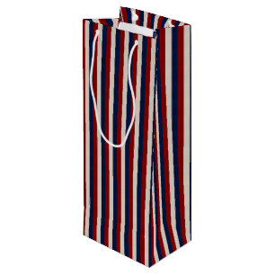 LEATHER LOOK PATRIOTIC STRIPES-WINE GIFT BAG