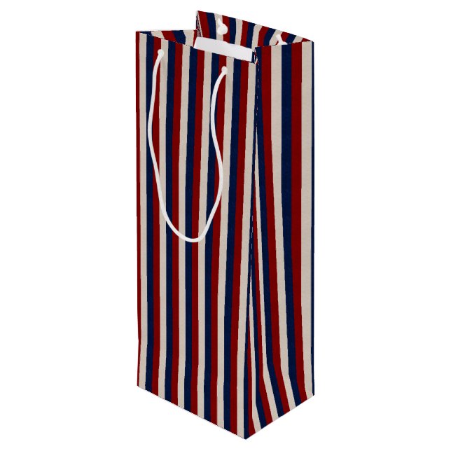 LEATHER LOOK PATRIOTIC STRIPES-WINE GIFT BAG (Back Angled)