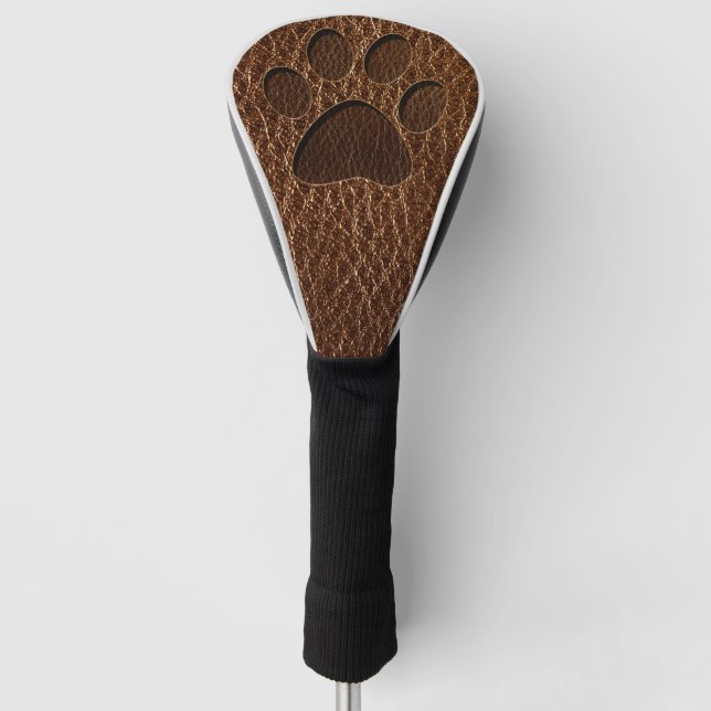 Leather-Look Paw Golf Head Cover (Front)