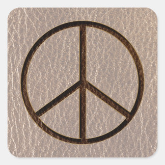 Leather-Look Peace Brown Soft Square Sticker