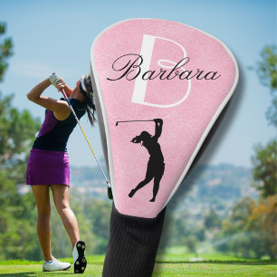 Leather Look Pink Women’s Monogram Name Golf Head Cover