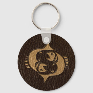 Leather-Look Pisces Key Ring