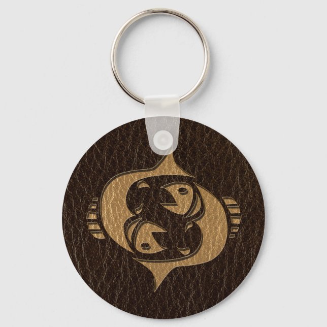 Leather-Look Pisces Key Ring (Front)