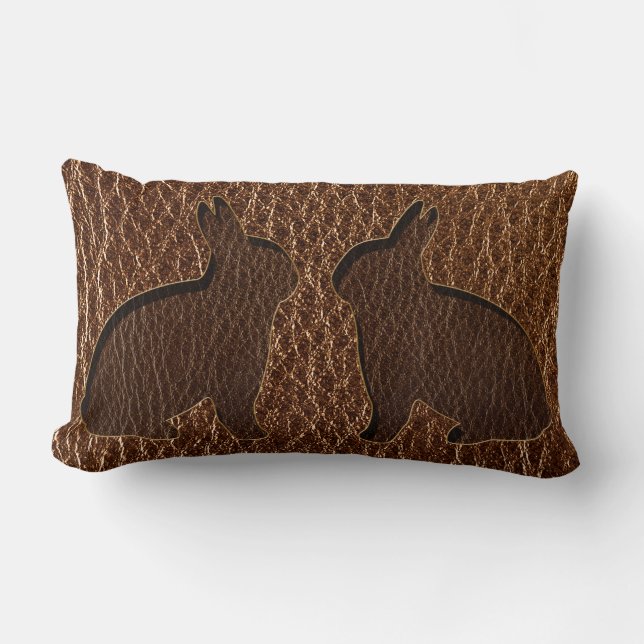 Leather-Look Rabbit Lumbar Cushion (Front)