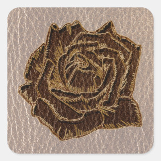 Leather-Look Rose Soft Square Sticker
