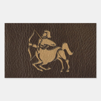 Leather-Look Sagittarius Rectangular Sticker