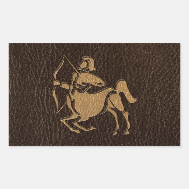 Leather-Look Sagittarius Rectangular Sticker (Front)