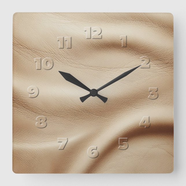 leather look square wall clock (Front)