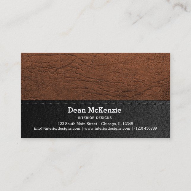 Leather look texture business card (Front)