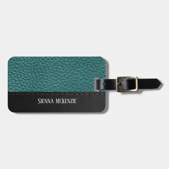 Leather look texture business luggage tag (Front Horizontal)