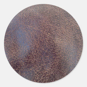 Leather-look texture classic round sticker