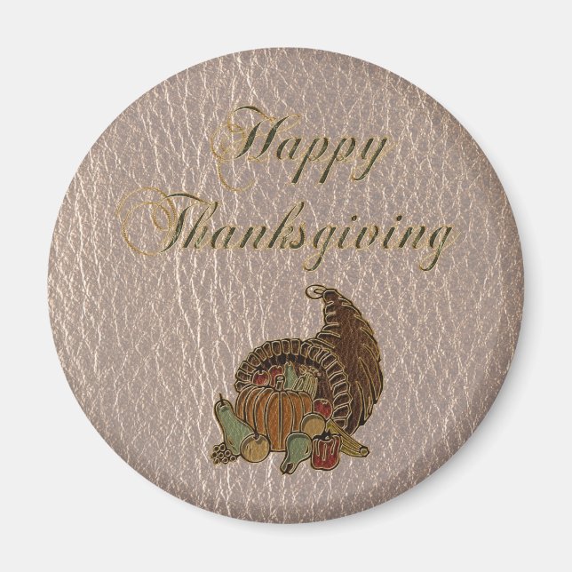 Leather-Look Thanksgiving 1 Magnet (Front)