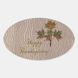 Leather-Look Thanksgiving 2 Oval Sticker