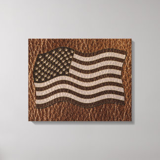Leather-Look USA Flag Canvas Print