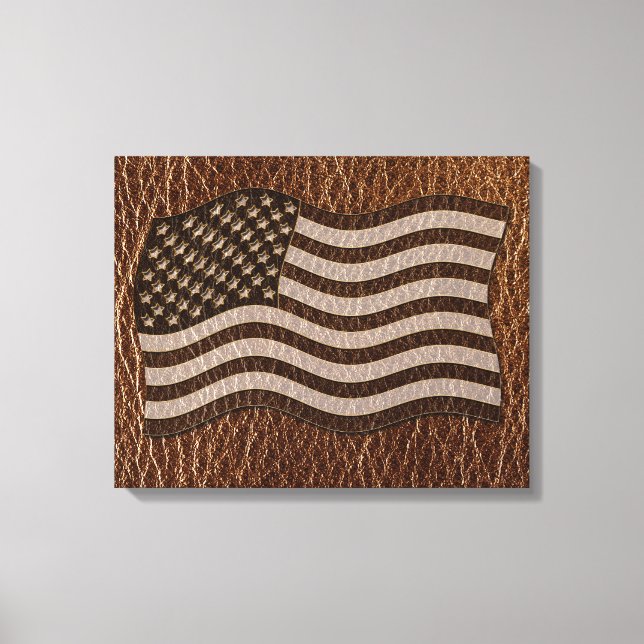 Leather-Look USA Flag Canvas Print (Front)