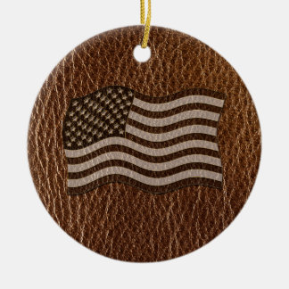Leather-Look USA Flag Ceramic Tree Decoration