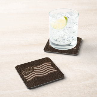 Leather-Look USA Flag Dark Coaster