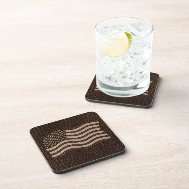 Leather-Look USA Flag Dark Coaster (Right Side)