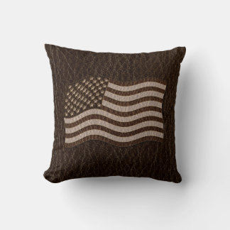 Leather-Look USA Flag Dark Cushion
