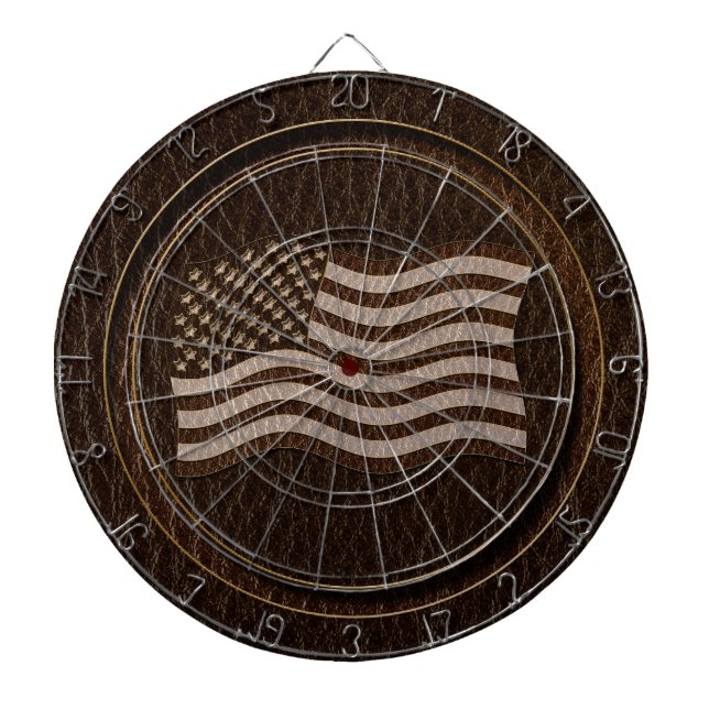 Leather-Look USA Flag Dark Dartboard (Front)