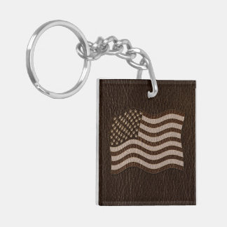 Leather-Look USA Flag Dark Key Ring