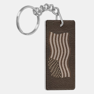 Leather-Look USA Flag Dark Key Ring
