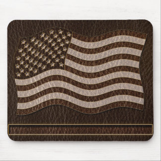 Leather-Look USA Flag Dark Mouse Pad