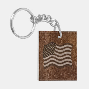 Leather-Look USA Flag Key Ring