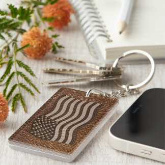 Leather-Look USA Flag Key Ring