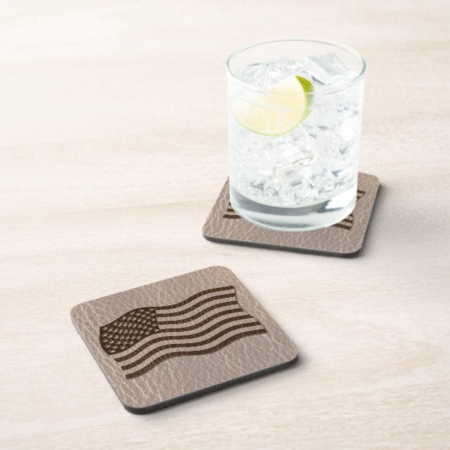 Leather-Look USA Flag Soft Coaster (Right Side)
