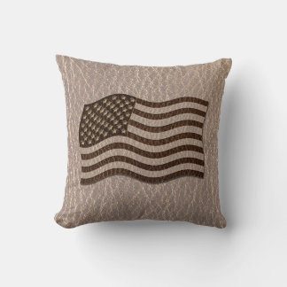 Leather-Look USA Flag Soft Cushion