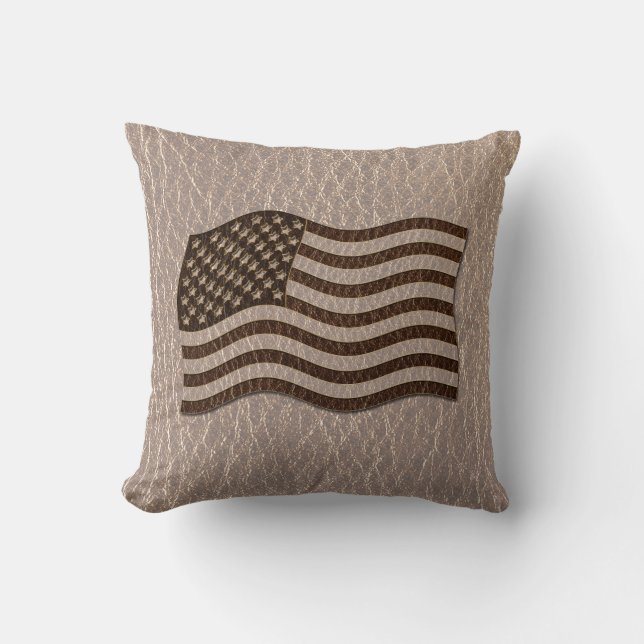 Leather-Look USA Flag Soft Cushion (Front)