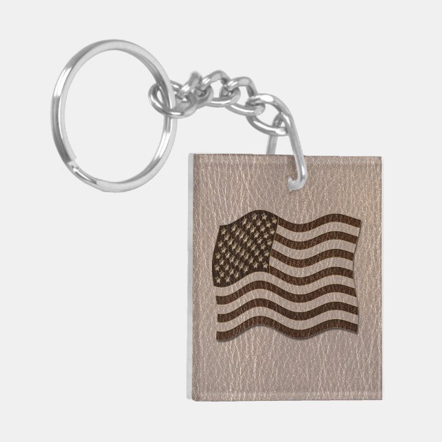 Leather-Look USA Flag Soft Key Ring (Front Left)