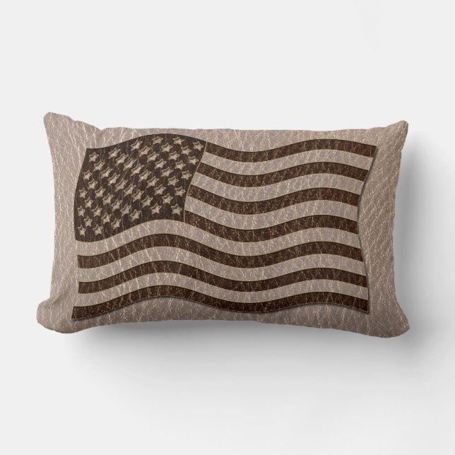 Leather-Look USA Flag Soft Lumbar Cushion (Front)