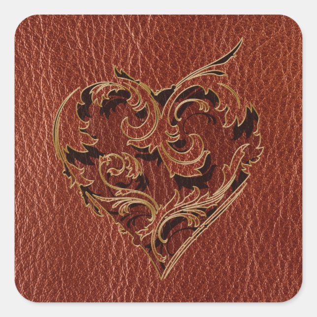 Leather-Look Valentine Square Sticker (Front)