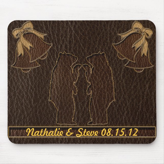 Leather-Look Wedding Dark Mouse Pad (Front)
