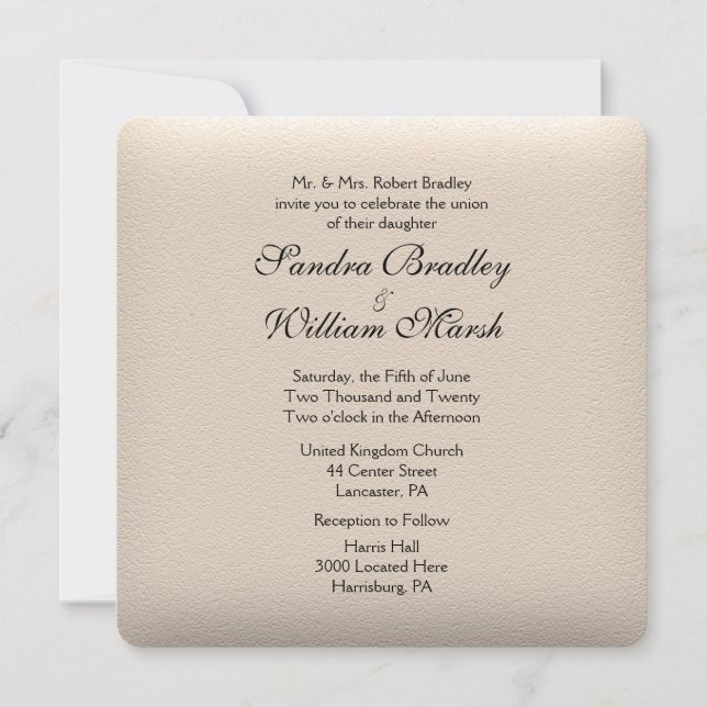 Leather Look Wedding Invitation (Front)
