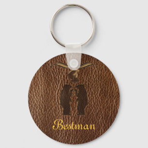 Leather-Look Wedding Key Ring